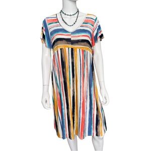 🛑 SOLD OUT 🛑 𝙒𝙝𝙞𝙩𝙚 𝘽𝙞𝙧𝙘𝙝 Dress Medium Colorful Striped